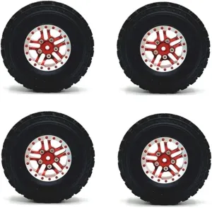Compatible with MN 1/12 MN82 LC79 MN78 1/16 for WPL C14 C24 RC Car for Feiyu RC Car Upgraded Parts 4PCS Upgraded RC Car Tire RC Wheel Tires(Red)