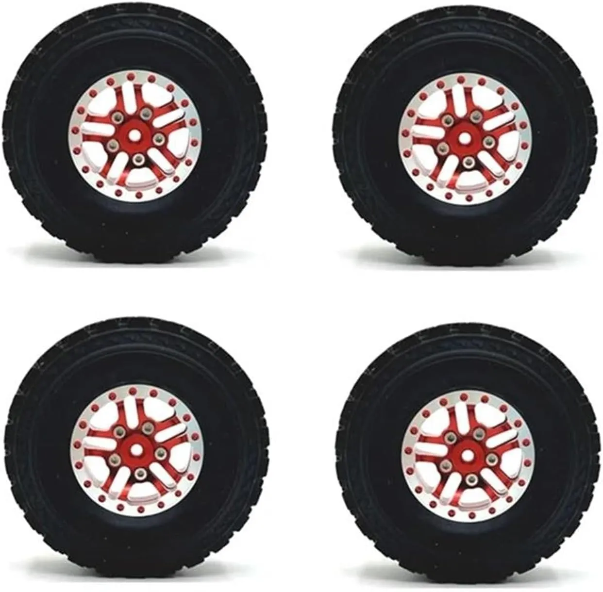 Compatible with MN 1/12 MN82 LC79 MN78 1/16 for WPL C14 C24 RC Car for Feiyu RC Car Upgraded Parts 4PCS Upgraded RC Car Tire RC Wheel Tires(Red)