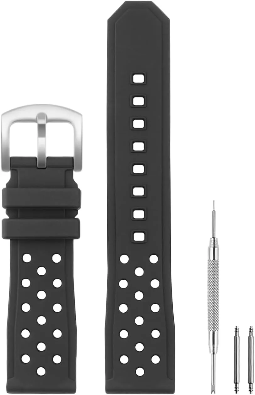 Compatible with TAG Heuer Watch 22mm Band, Soft Silicone Rubber Replacement Strap for TAG Heuer Watch Formula 1 Series, Black