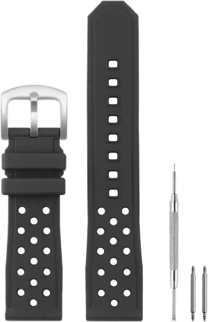 Compatible with TAG Heuer Watch 22mm Band, Soft Silicone Rubber Replacement Strap for TAG Heuer Watch Formula 1 Series, Black