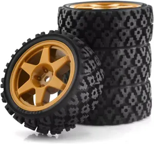 Compatible with Tamiya XV01 TA06 TT01 PTG-2 144001 A959 1/10 RC for Rally for Racing Car Parts 4pcs 70mm Rubber Tire Wheel Tyre RC Wheel Tires