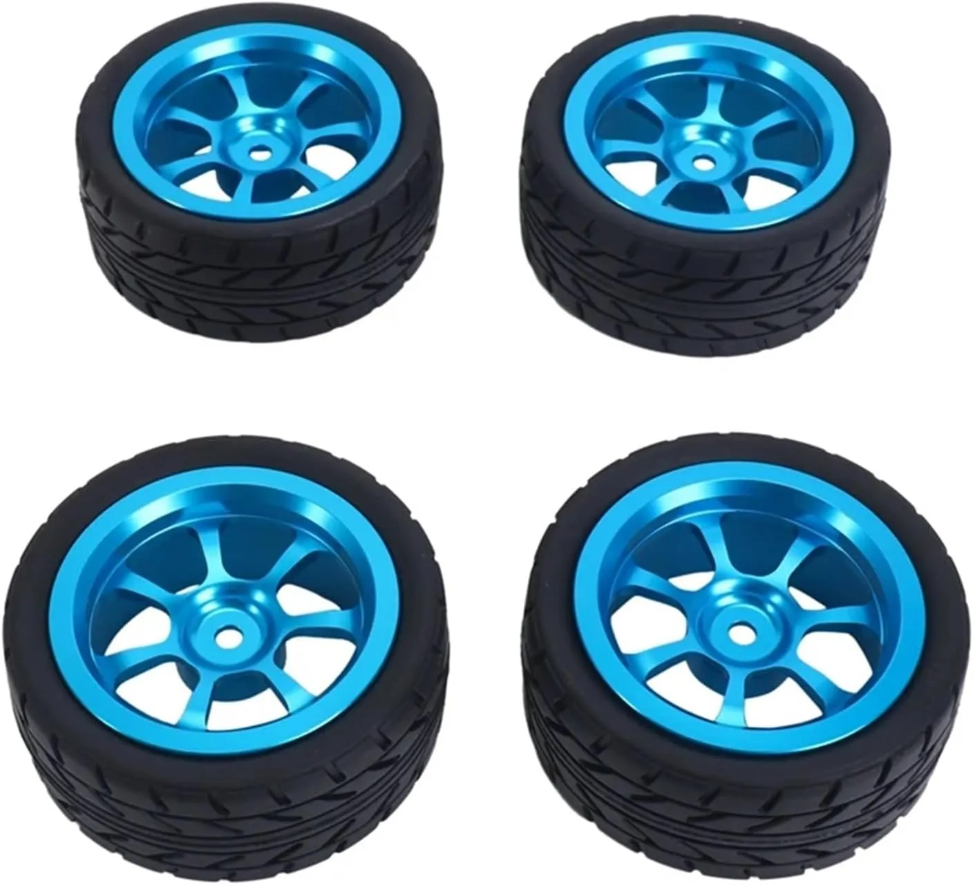 Compatible with Wltoys 144001 A959 A959-B 124019 124018 RC Car Parts Upgrade Accessories 65Mm Metal Wheel Rim Grip Rubber Tires Tyres RC Wheel Tires(Blue)