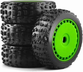 Compatible with ARRMA for Trxs for Redcat for Team for Losi for VRX 1:8 RC Car 1/8 RC Off-Road for Buggy Tires Wheel 17mm Hex 4pcs 116mm RC Wheel Tires(Green)