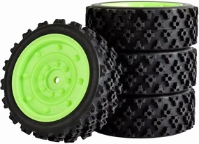 Compatible with Tamiya for XV01 for XV02 for TA06 for TT01 for TT02 1/10 RC for Racing Car Wheels for Rally Tyre & On Road Tires 12mm Hex RC Wheel Tires(Green,B)