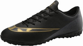 Competitive Unisex Soccer Shoes Men Women Indoor Outdoor Football Boots Athletic Turf Team Cleat Running Sports Lightweight Breathable Anti-Skid Damping Shoes Black
