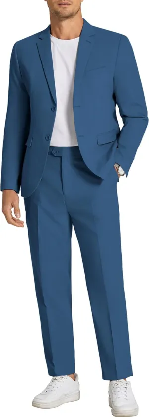 COOFANDY Men's 2 Piece Linen Cotton Suits Set Casual Linen Lightweight Suit Summer Beach Wedding