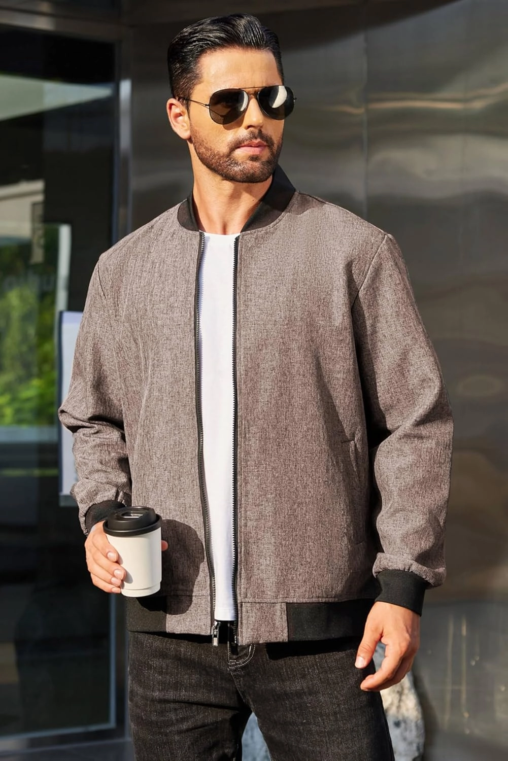 COOFANDY Men's Casual Varsity Jacket Vintage Lightweight Bomber Jackets Zip Up Fashion Coat
