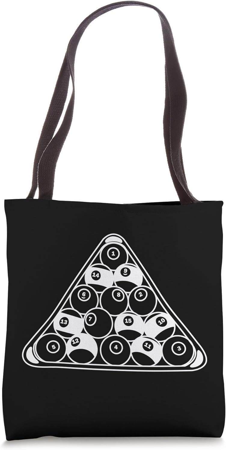 Cool Cue Sport Balls Rack Design For 8 Ball Billiard Player Tote Bag