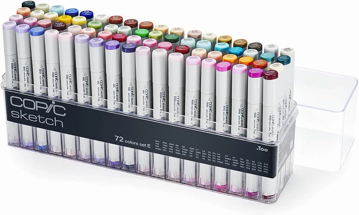 Copic Sketch, Ultra-blendable Alcohol Markers, 72pc Set E