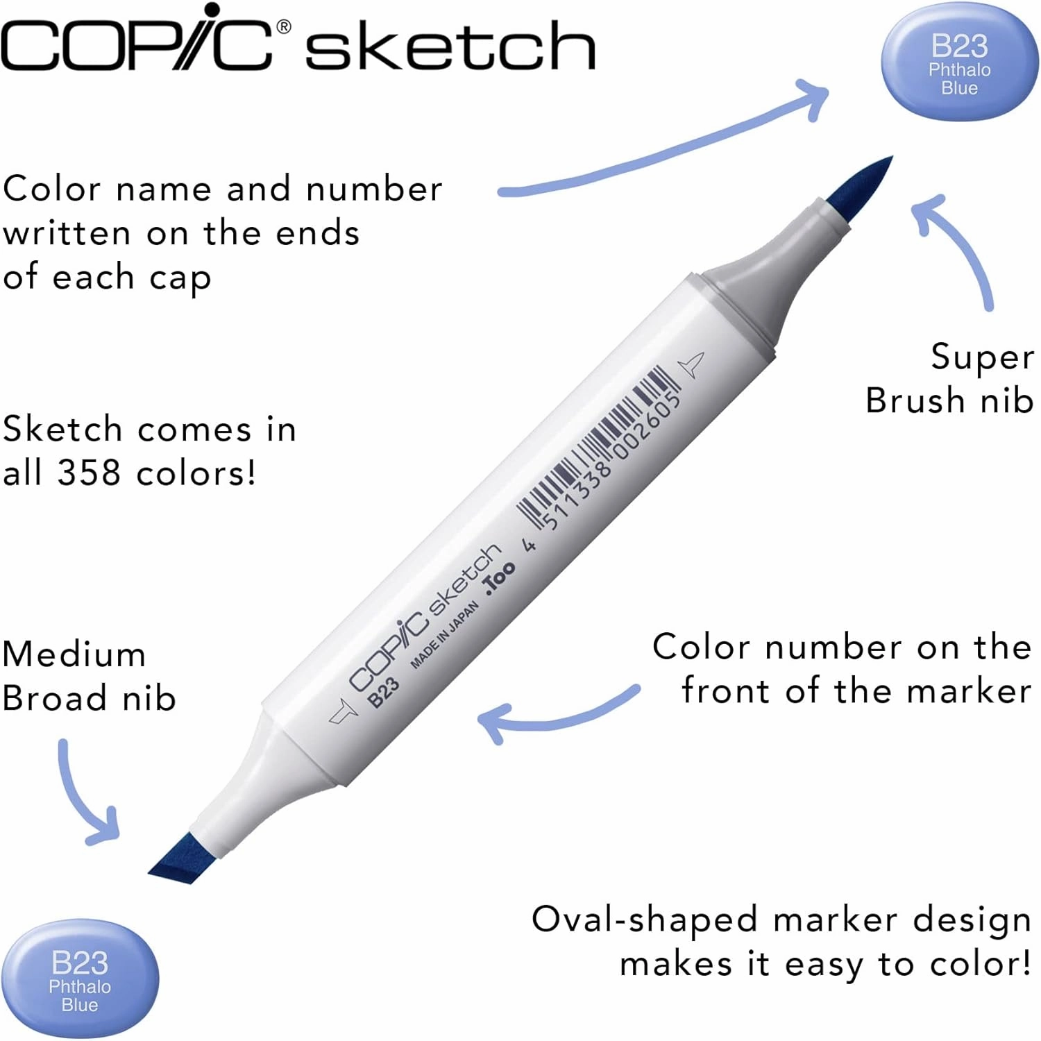 Copic Sketch, Ultra-blendable Alcohol Markers, 72pc Set E