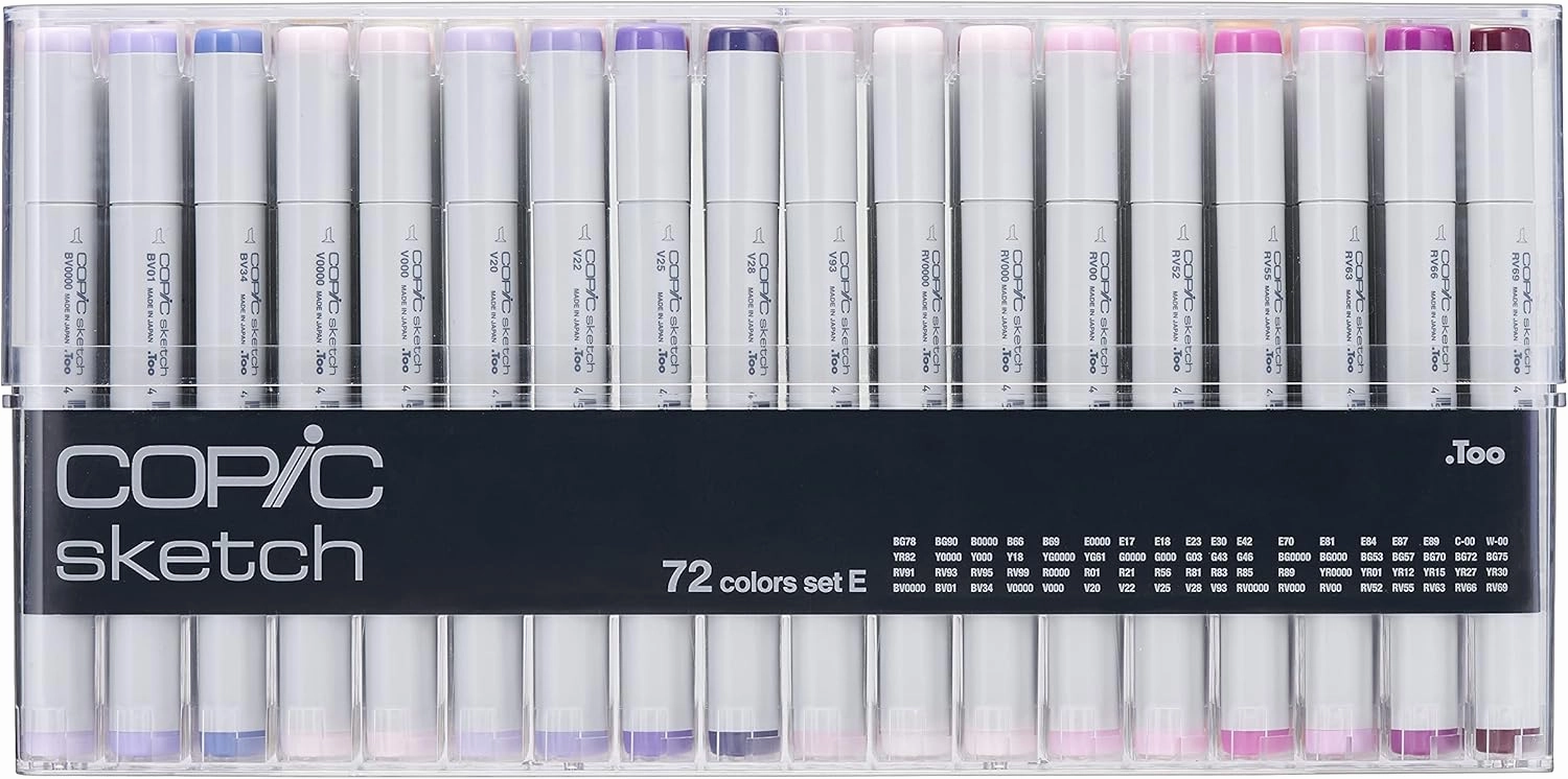 Copic Sketch, Ultra-blendable Alcohol Markers, 72pc Set E