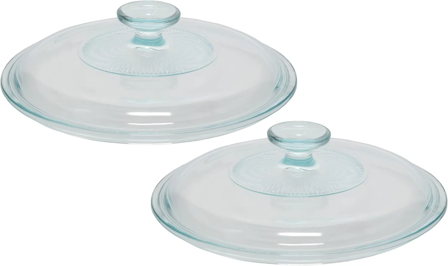 CorningWare G-1C 2.5qt French White Clear Fluted Round Glass Lids (2-Pack)