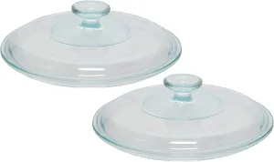 CorningWare G-1C 2.5qt French White Clear Fluted Round Glass Lids (2-Pack)