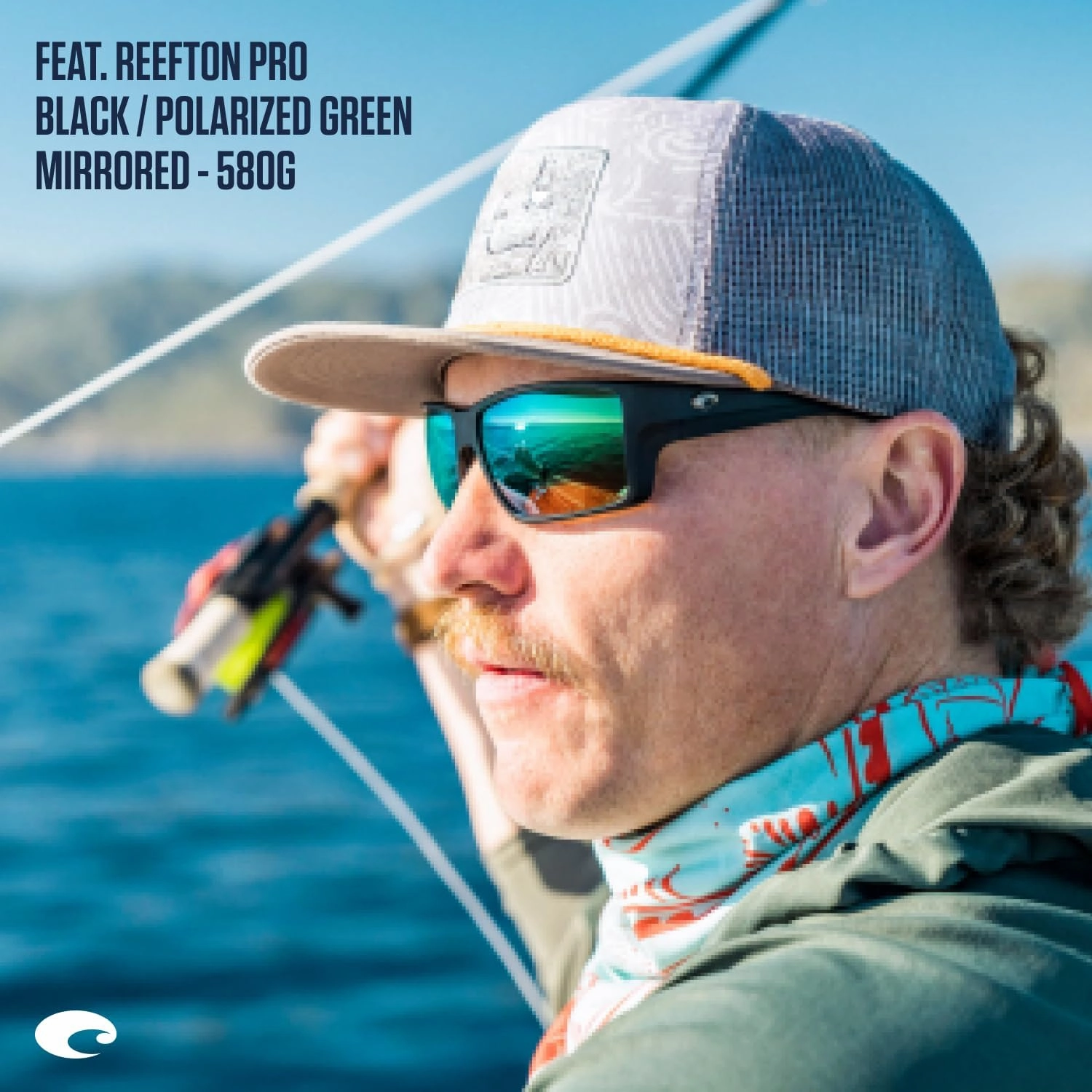 Costa Del Mar Sunglasses for Men - Reefton PRO Mens Polarized Sunglasses - Fishing, Boating & Beach UV Protection - Size 63