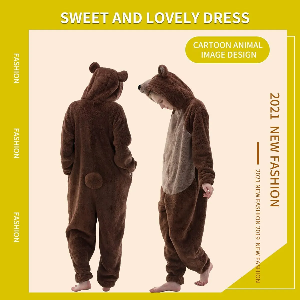 COSUSKET Snug Fit Unisex Adult Onesie Pajamas, Flannel Cosplay Animal One Piece Halloween Costume Sleepwear Homewear