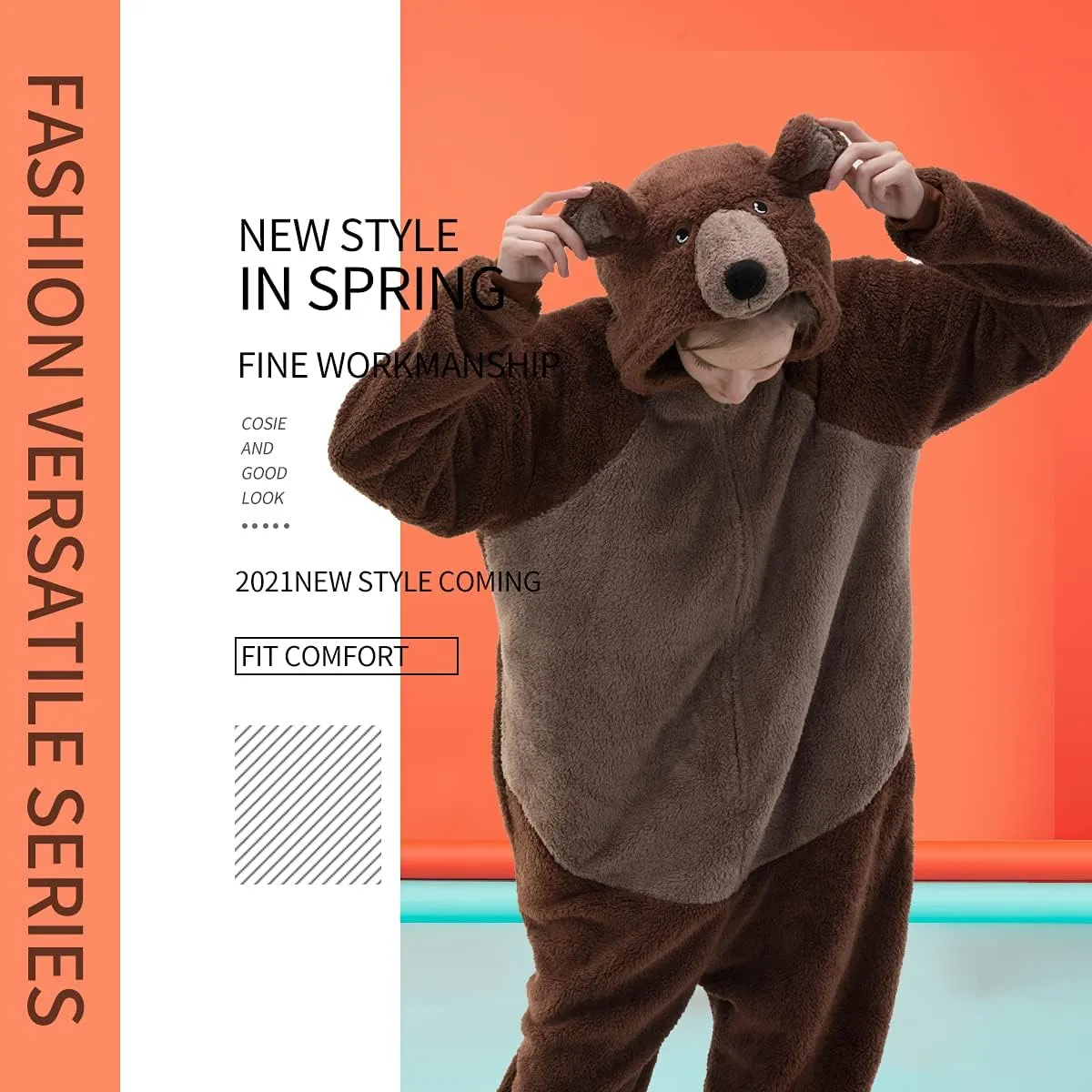 COSUSKET Snug Fit Unisex Adult Onesie Pajamas, Flannel Cosplay Animal One Piece Halloween Costume Sleepwear Homewear