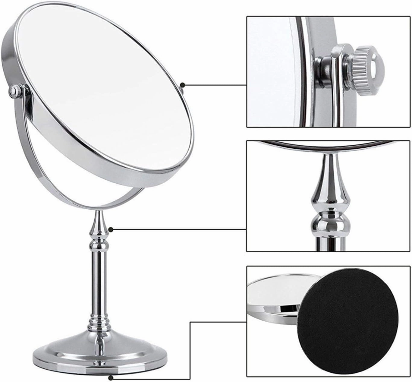 Countertop Makeup Mirrors, 8 inch Double Sided Brass Magnifying Mirror, Tabletop 360° Swivel Cosmetic Vanity Shaving Mirrors