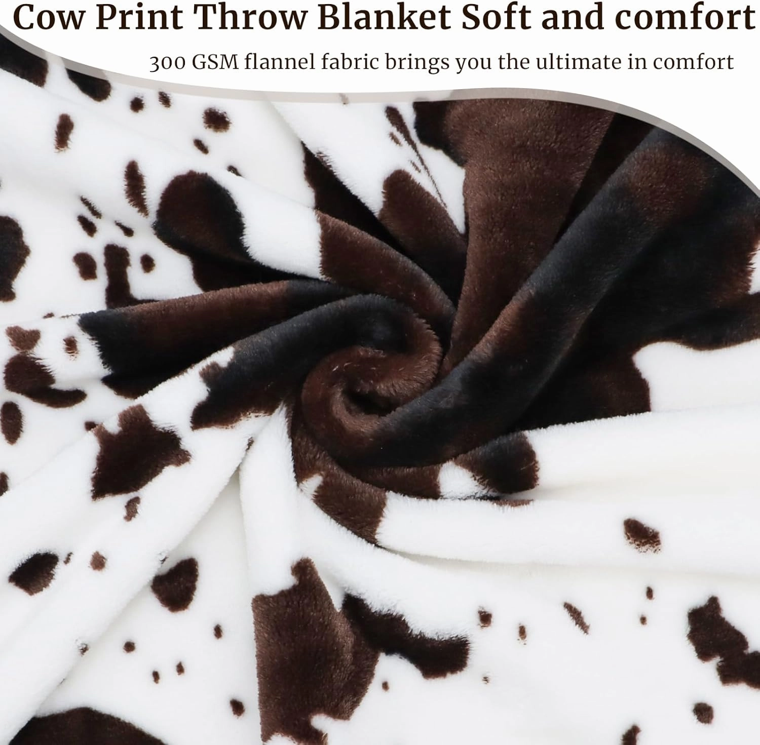 Cow Print Blanket Flannel Fleece Twin Size Blankets and Throws Fuzzy Lightweight Warm Cozy Black Cow Blankets Soft Microfiber Couch Sofa Throw Blanket Gift for Adults All Seasons 60" x 80"