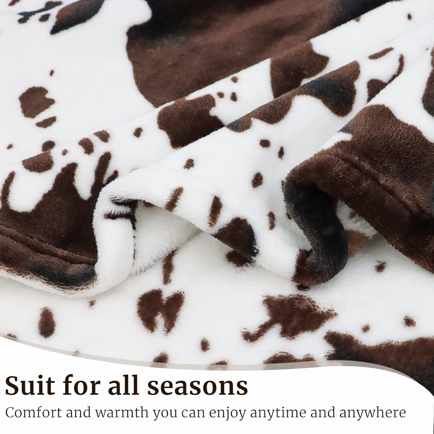 Cow Print Blanket Flannel Fleece Twin Size Blankets and Throws Fuzzy Lightweight Warm Cozy Black Cow Blankets Soft Microfiber Couch Sofa Throw Blanket Gift for Adults All Seasons 60" x 80"