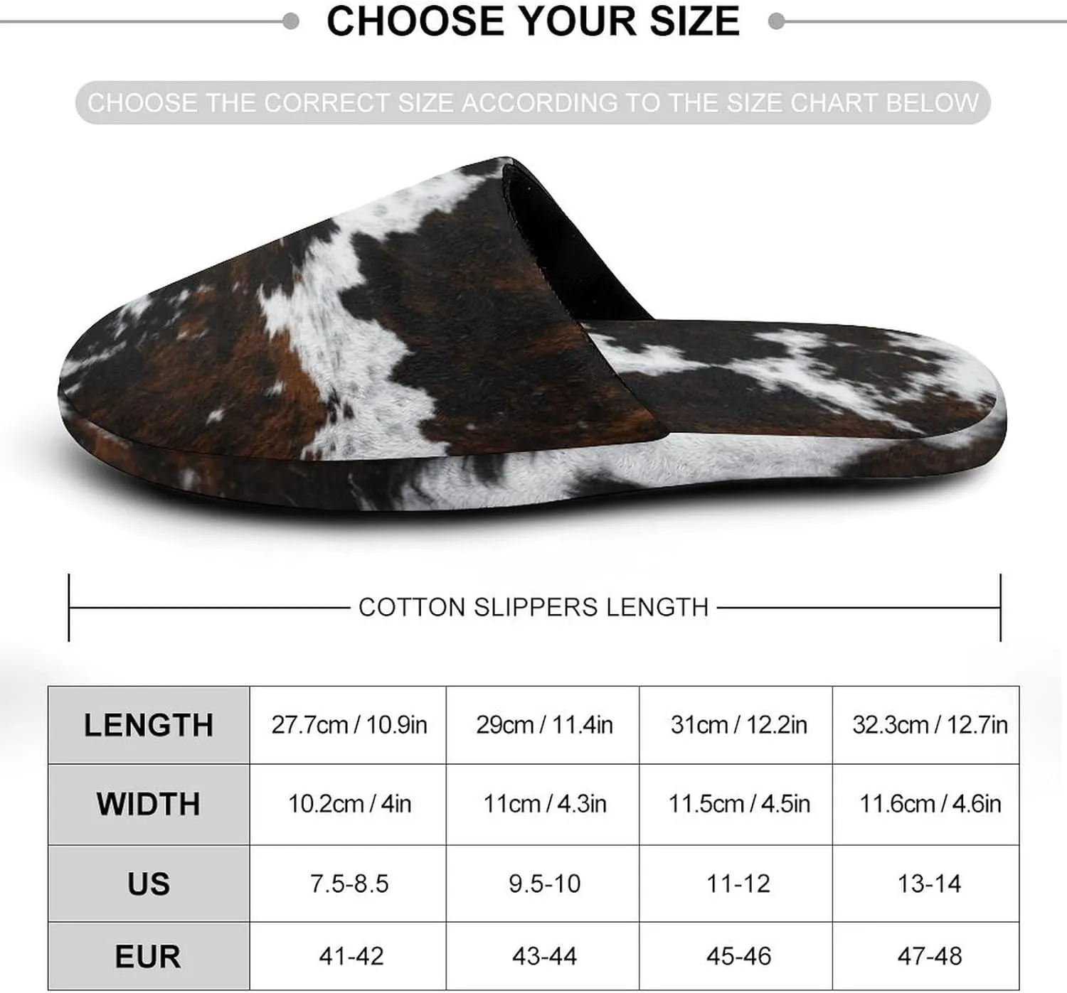 Cowhide, Cow Skin Print Pattern Women's Slippers Soft Clown House Slippers Outdoor Fluffy Slides Slippers