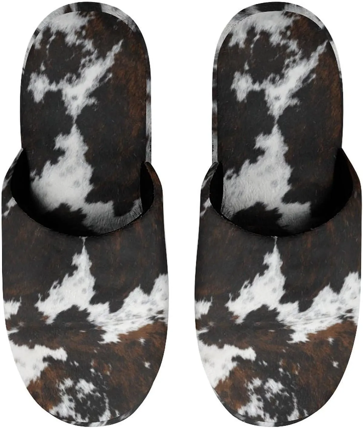 Cowhide, Cow Skin Print Pattern Women's Slippers Soft Clown House Slippers Outdoor Fluffy Slides Slippers
