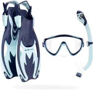 Cressi Kids Snorkeling Set- Short Adjustable Fins, Silicone Mask, and Dry Snorkel- Tinetto Rocks Dry Set- Designed in Italy
