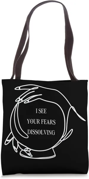 Crystal Ball Fears Dissolving Minimal Line Art Spiritual Tote Bag