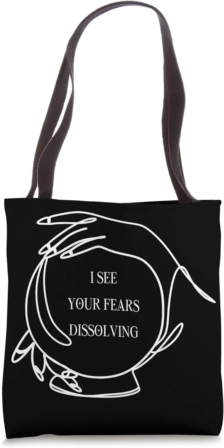 Crystal Ball Fears Dissolving Minimal Line Art Spiritual Tote Bag