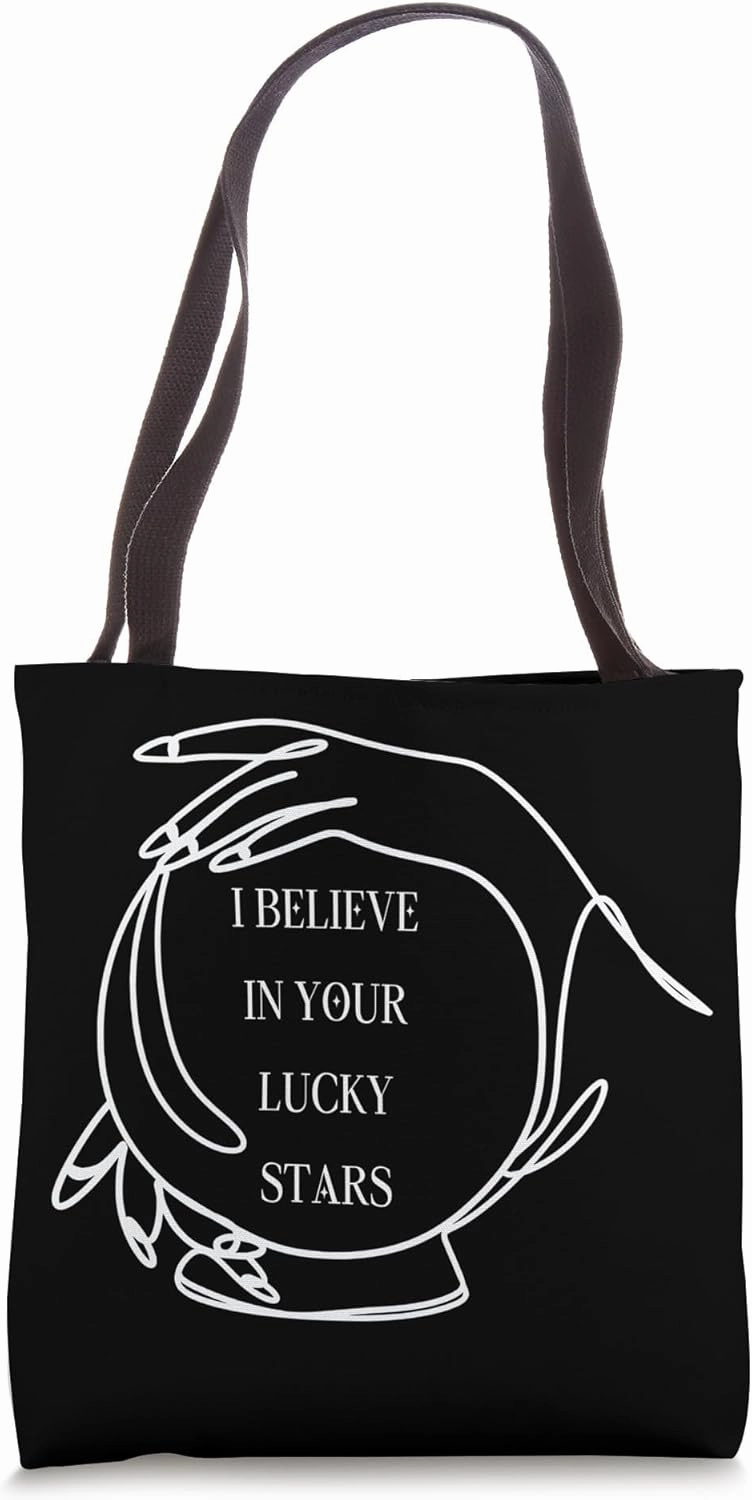 Crystal Ball Lucky Stars Prediction Minimalist Drawing Tote Bag
