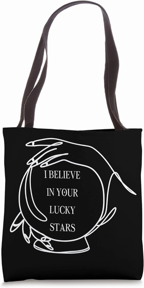 Crystal Ball Lucky Stars Prediction Minimalist Drawing Tote Bag