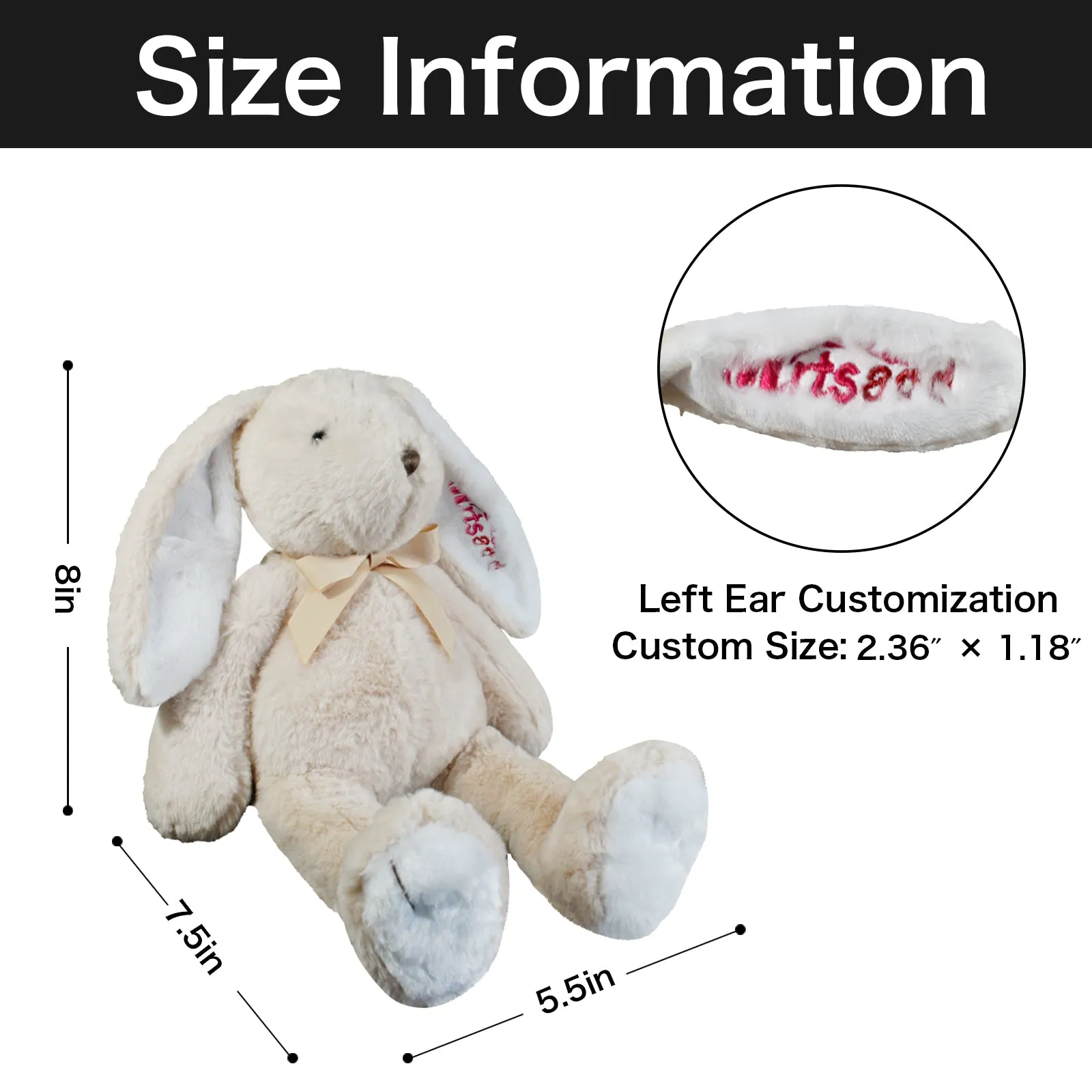 Custom Embroidered Bunny Plush Toy-Small
