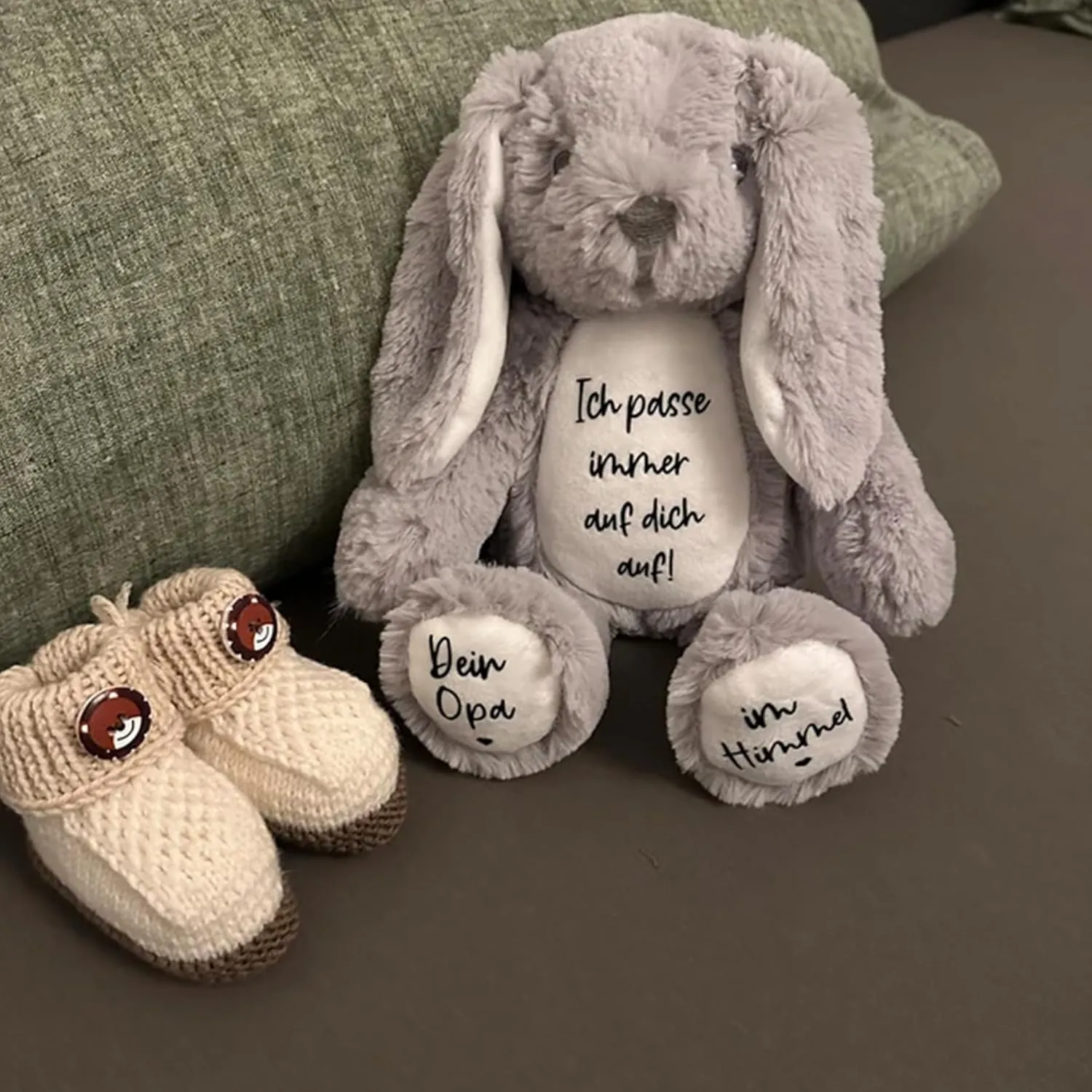 Custom Plush Bunny Keepsake Gift Toy, Hold Me Close Worry Hug Rabbit Name Personalized Stuffed Animal Doll Gift for Newborn Party Baby Shower Birthday (Style A)