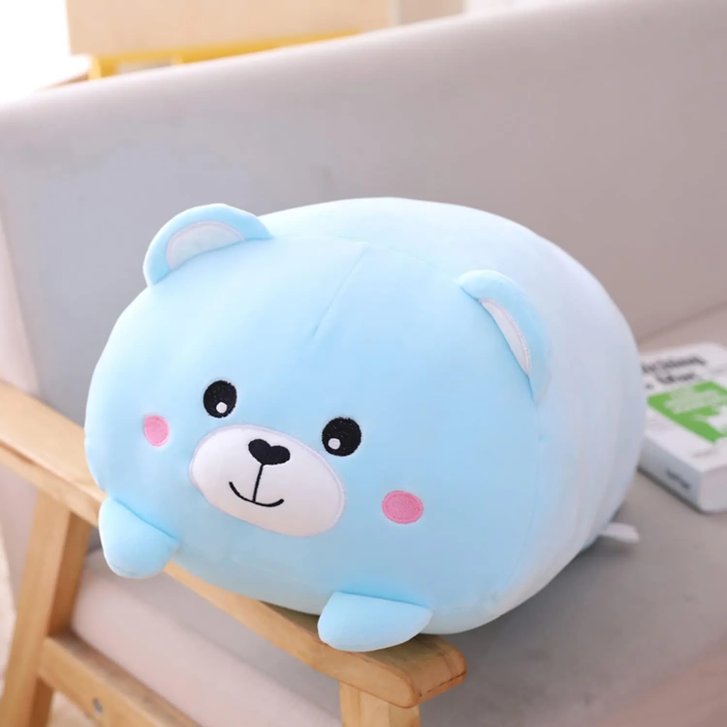 Cute Plush Bear Stuffed Squishy Animal Kawaii Sleeping Bear Pillow Gifts for Bedding Decor or Home Decor 8-Inch