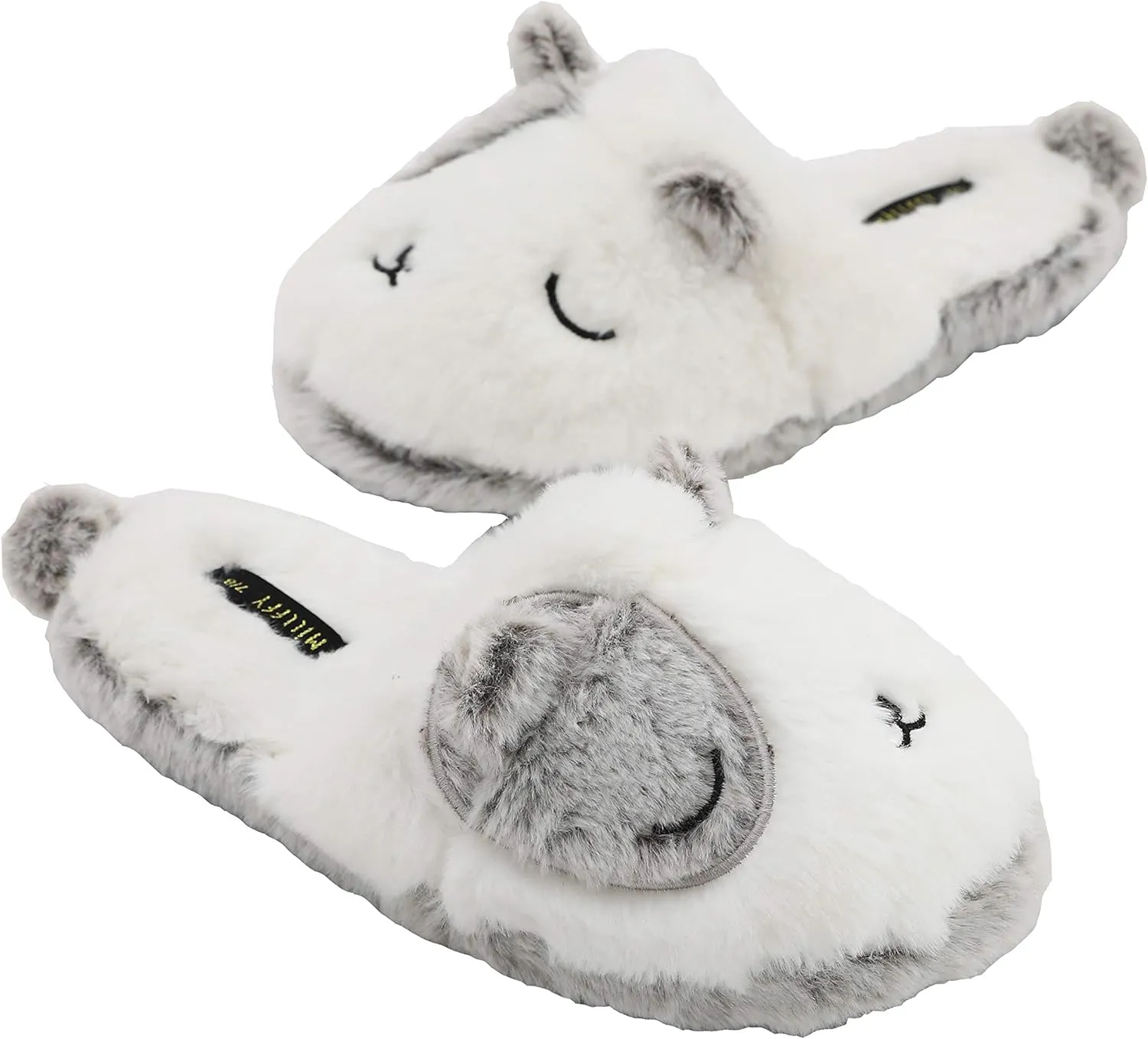 Cute Rainbow Llama Plush Slippers | Alpaca Plush Home Shoes | Fluffy Girls Slippers