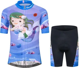 Cycling Jersey Shorts Set Padded Suit Kid's Bicycle Tops Shirt Mountain Bike Riding