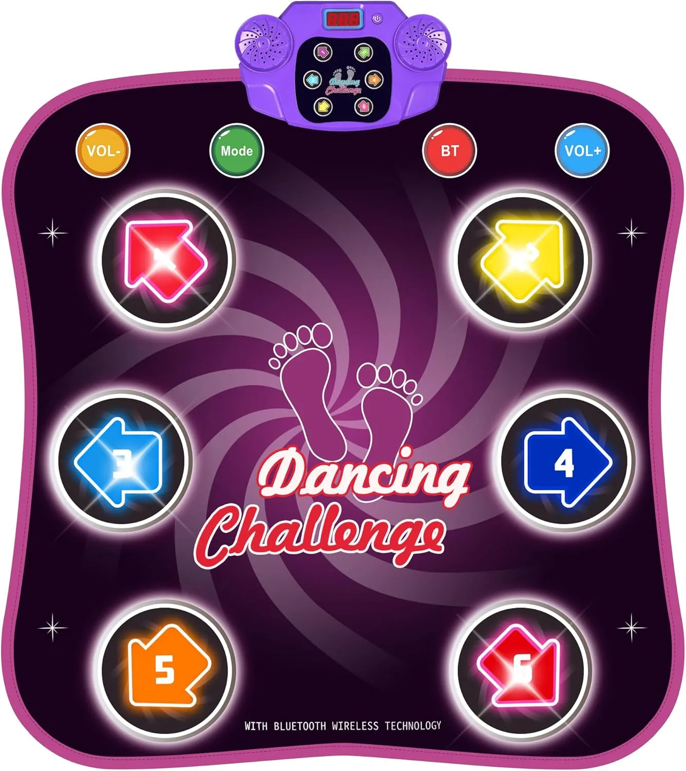 Dance Mat Toys for Girls Age 3-12, Electronic Dance Pad Light Up 6-Button 5 Game Modes, Kids Dance Mat Bluetooth, Built in Music, Dance Floor Mat for Toddlers Girls Boys Christmas/Birthday Toy Gift