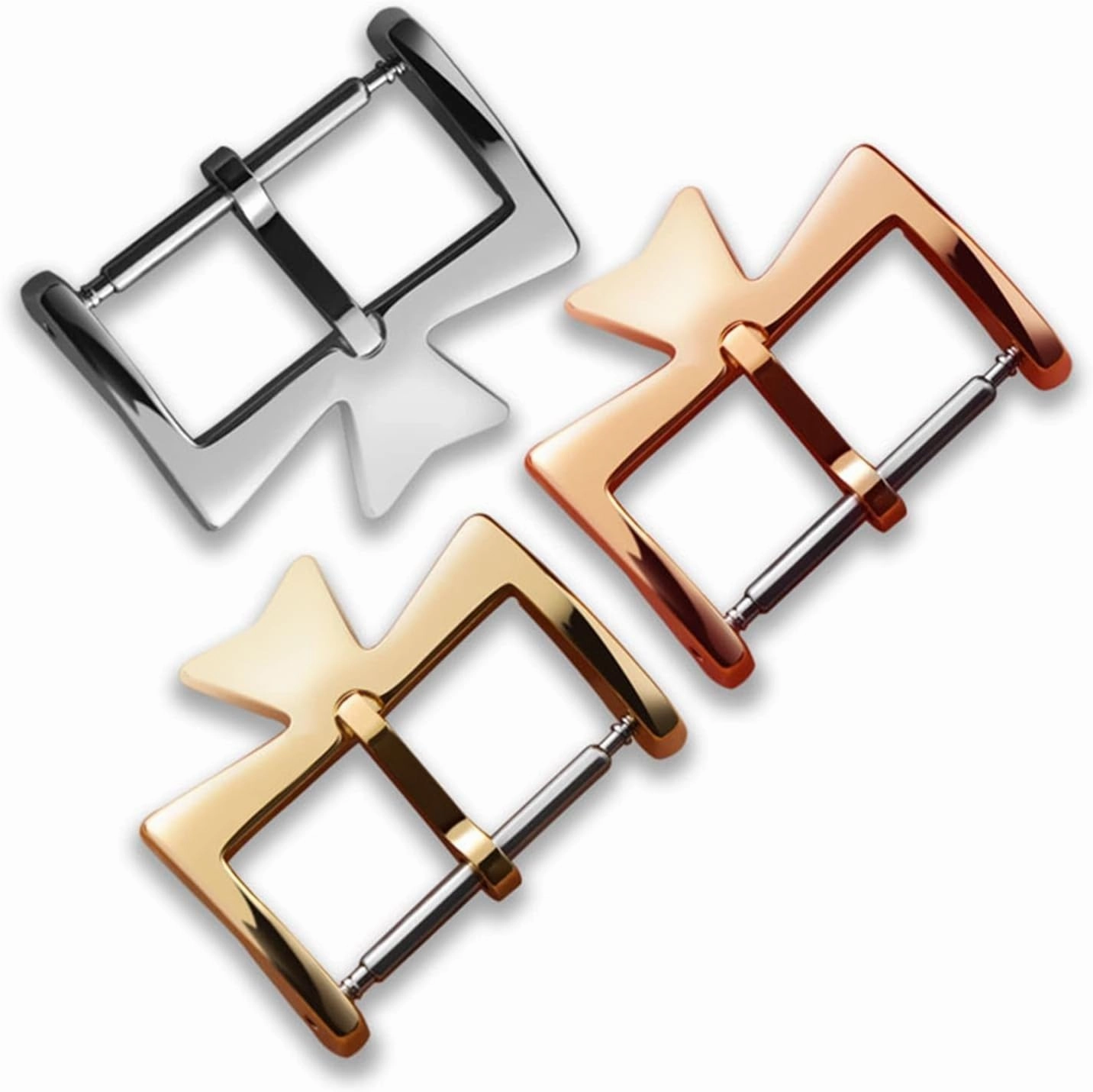 DASEB 14mm, 16mm, 18mm, 20mm 316L Stainless Steel Watch Clasp Buckles Silvery Golden Rose gold Metal Pin Clasp