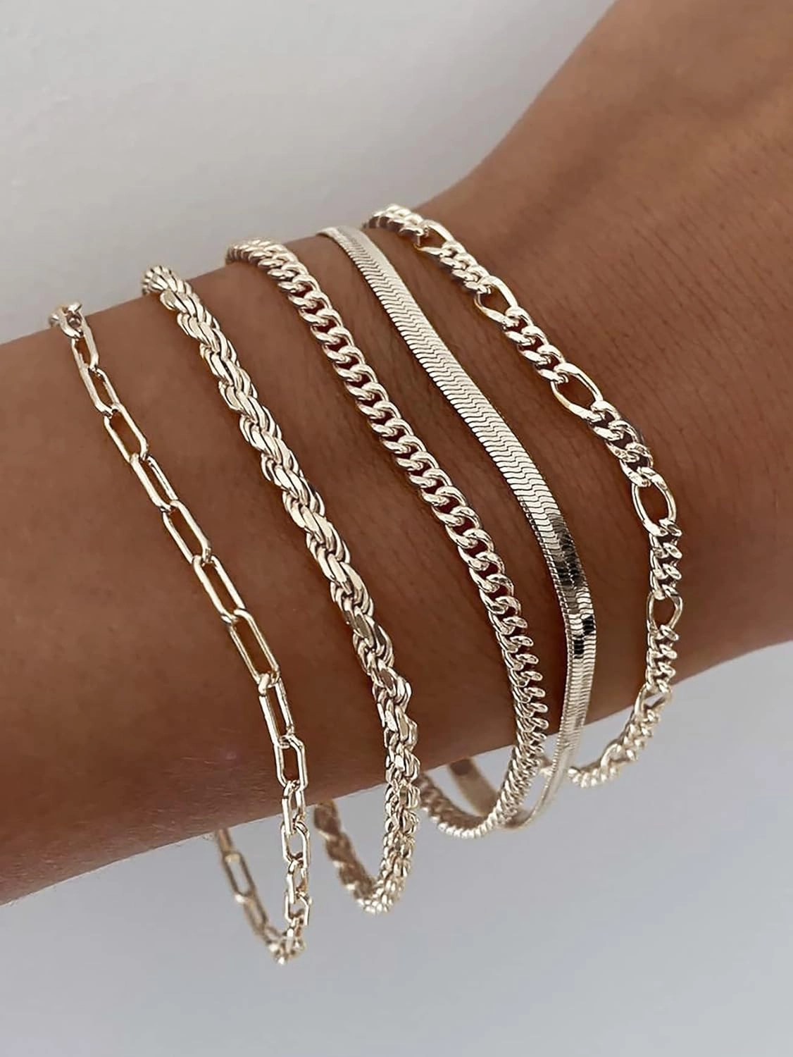 DEARMAY Gold Bracelets for Women Waterproof, 14K Real Gold Jewelry Sets Trendy Thin Dainty Stackable Cuban Link Paperclip Chain Bracelet Pack Fashion Accessories Gifts for Womens