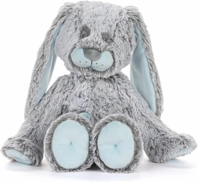 DEMDACO Luxurious Baby 9.5 x 8.5 Inch Polyester, Ultra Soft Plush, Cuddly, Toy, Stuffed Animal, Blue and Grey, Bunny Rabbit