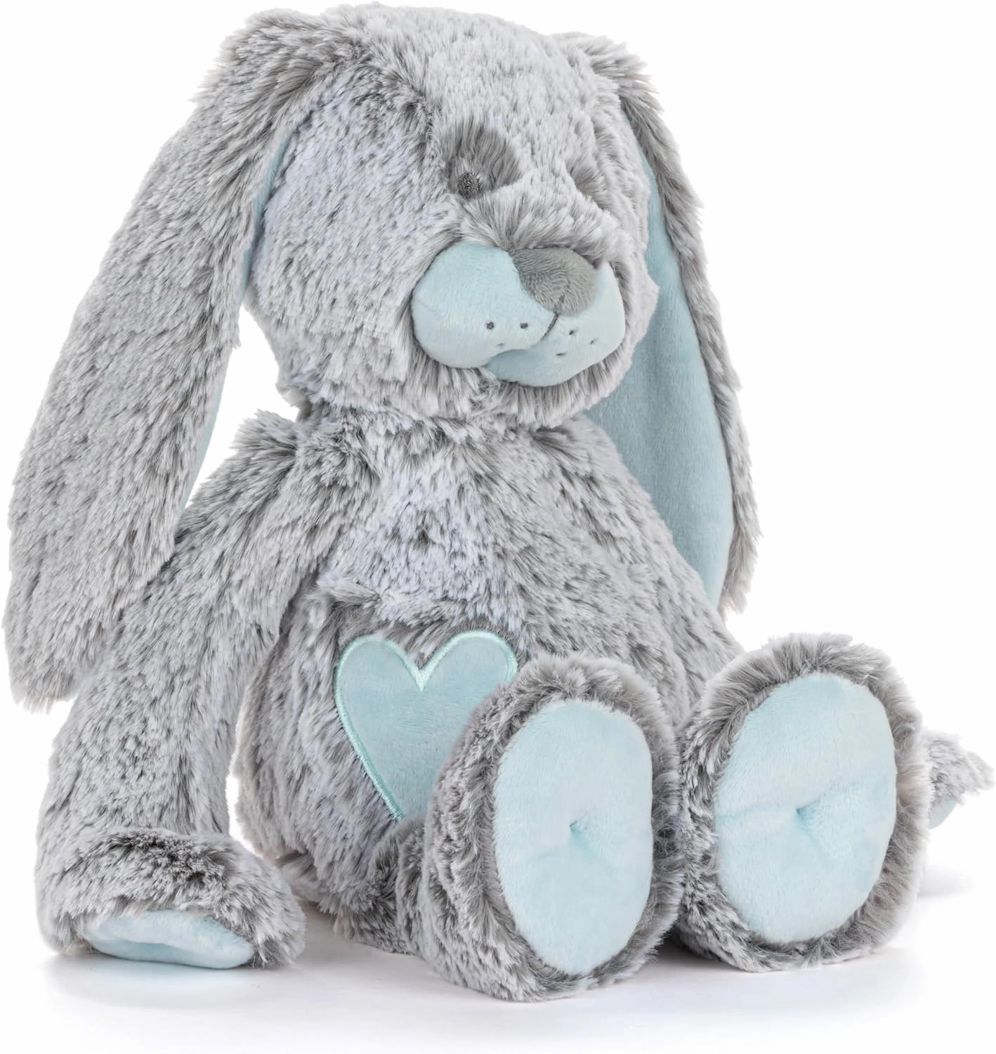 DEMDACO Luxurious Baby 9.5 x 8.5 Inch Polyester, Ultra Soft Plush, Cuddly, Toy, Stuffed Animal, Blue and Grey, Bunny Rabbit