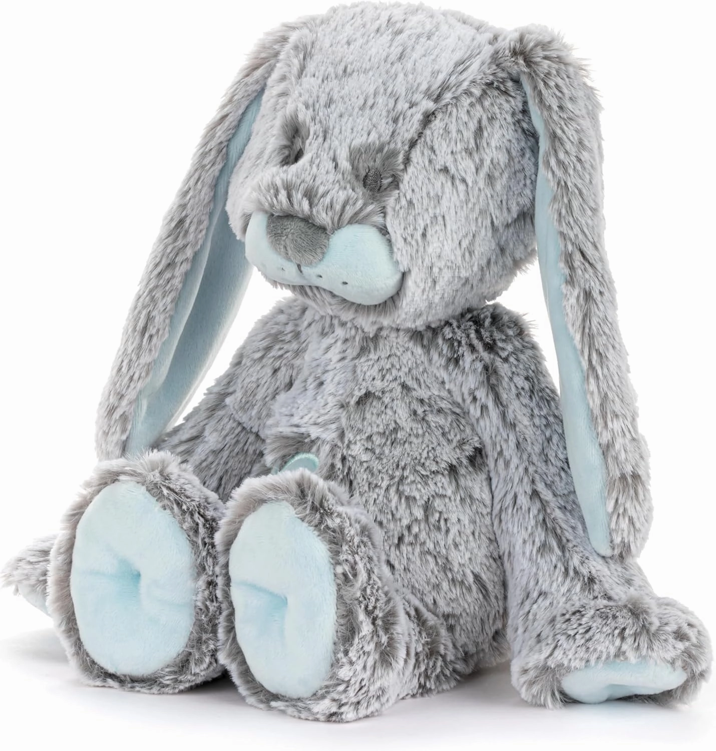 DEMDACO Luxurious Baby 9.5 x 8.5 Inch Polyester, Ultra Soft Plush, Cuddly, Toy, Stuffed Animal, Blue and Grey, Bunny Rabbit