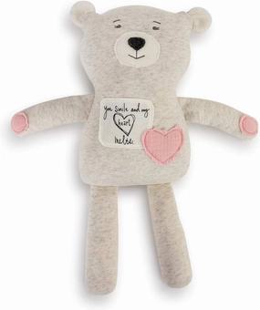 DEMDACO Pink Girl Bear You Smile and My Heart Melts 17 inch Soft Polyester Grey Fabric Stuffed Animal Plush Figure Toy