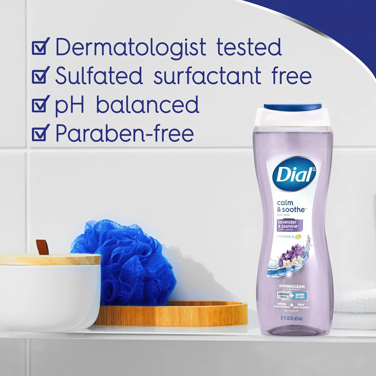 Dial Body Wash, Calm & Soothe Lavender & Jasmine Scent, 32 fl oz (Pack of 2)