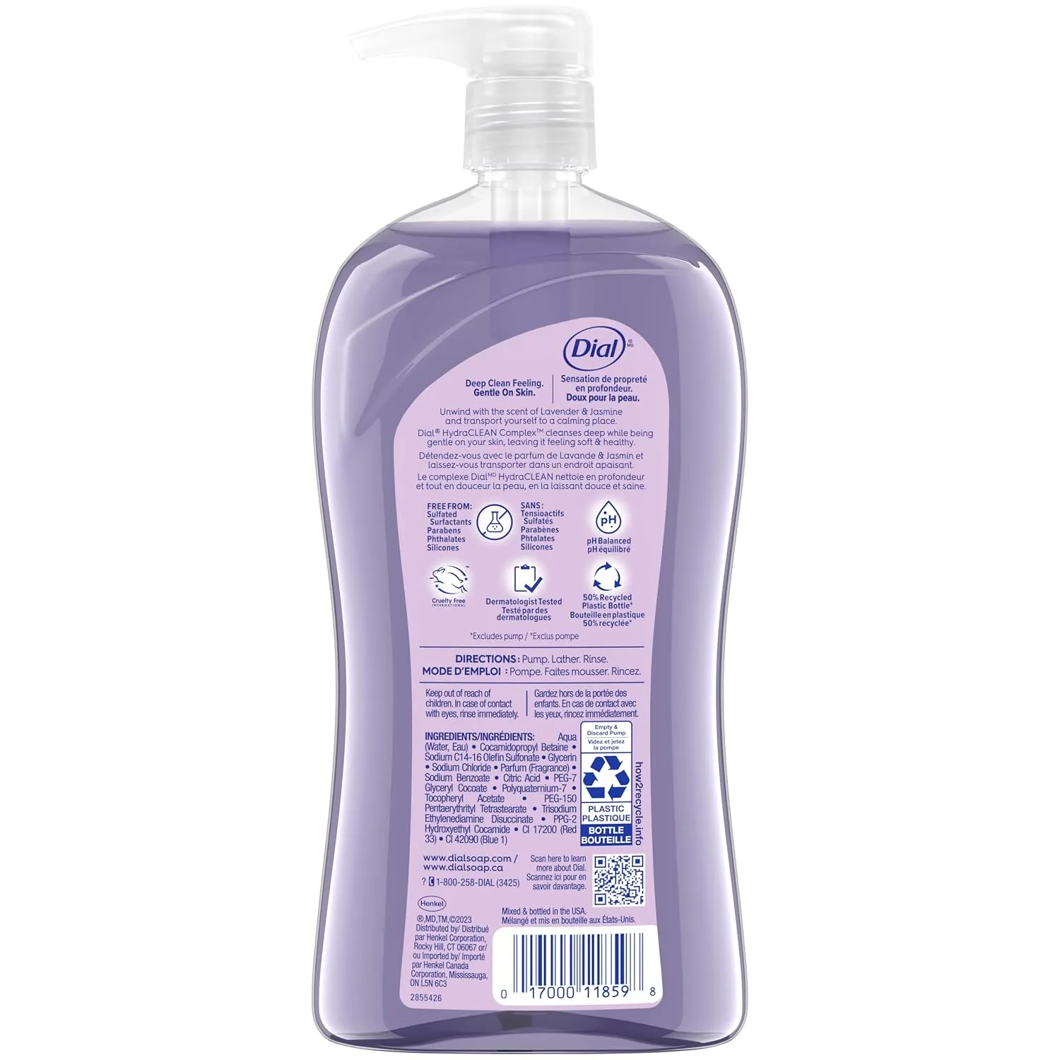 Dial Body Wash, Calm & Soothe Lavender & Jasmine Scent, 32 fl oz (Pack of 2)