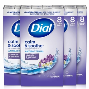 Dial Complete Antibacterial Deodorant Bar Soap, Lavender & Twilight Jasmine Scent, 4 oz, 8 Bars (Pack of 4)