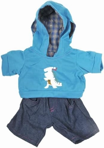 Dinosaur Costume Outfit for 6-10 Inch Plush Toys, Soft Plush Dino Hoodie for Stuffed Animals, Teddy Bears, Build-A-Bear, and Dolls Dress-Up Clothes Gift, Ideal for Kids Play and Gifting