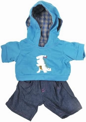 Dinosaur Costume Outfit for 6-10 Inch Plush Toys, Soft Plush Dino Hoodie for Stuffed Animals, Teddy Bears, Build-A-Bear, and Dolls Dress-Up Clothes Gift, Ideal for Kids Play and Gifting