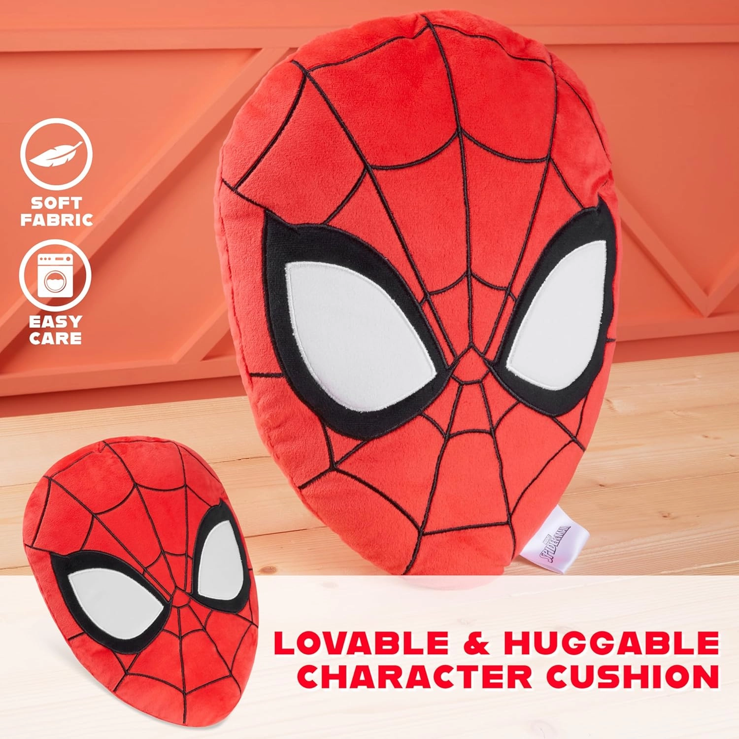 Disney 3D Plush Pillow Cushions for Bed Kids Throw Pillows Bedroom Accessories Travel Nursery Soft Feel Decorative Cushion Stitch Gifts for Kids (Red Spiderman, L13.38 x W9.84)