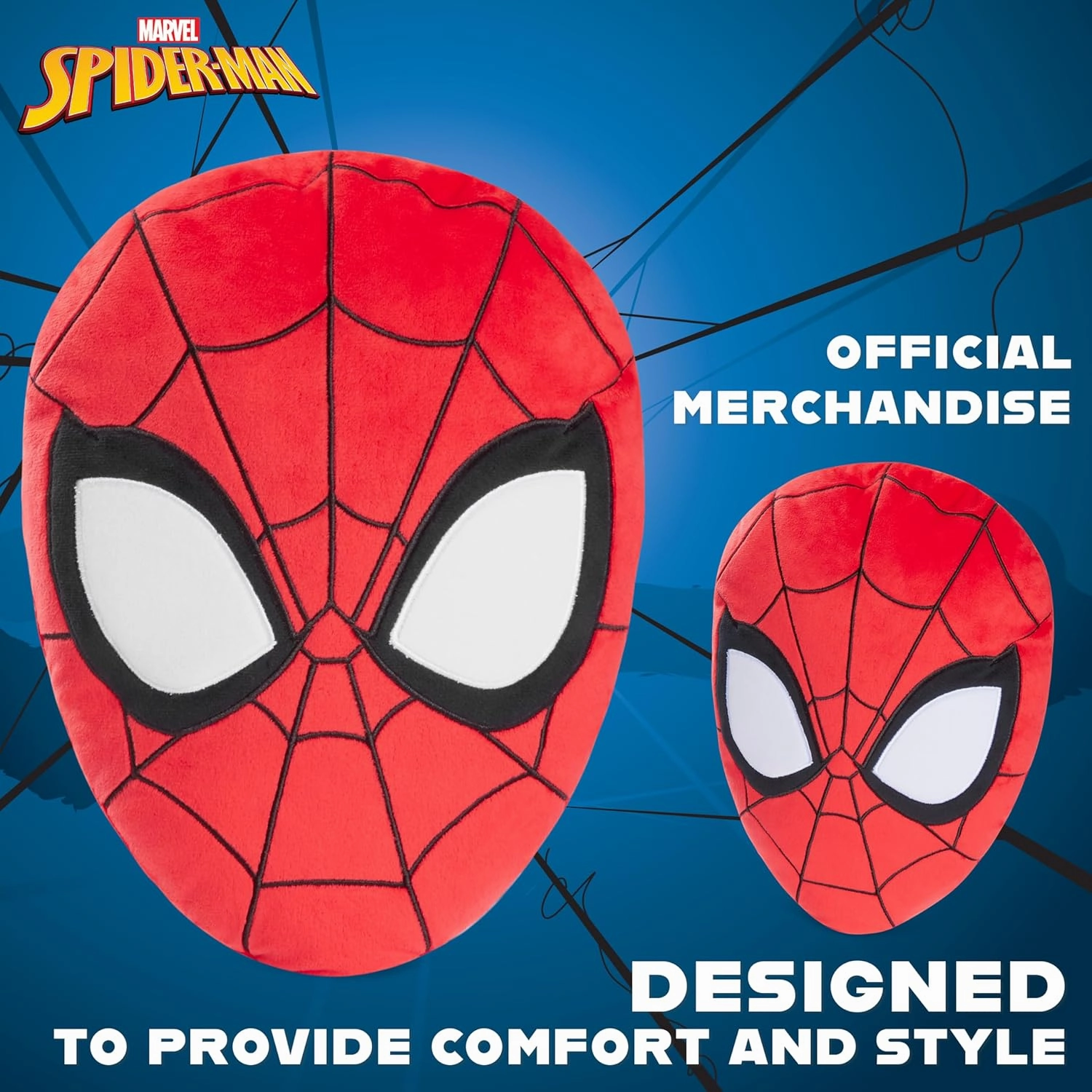 Disney 3D Plush Pillow Cushions for Bed Kids Throw Pillows Bedroom Accessories Travel Nursery Soft Feel Decorative Cushion Stitch Gifts for Kids (Red Spiderman, L13.38 x W9.84)