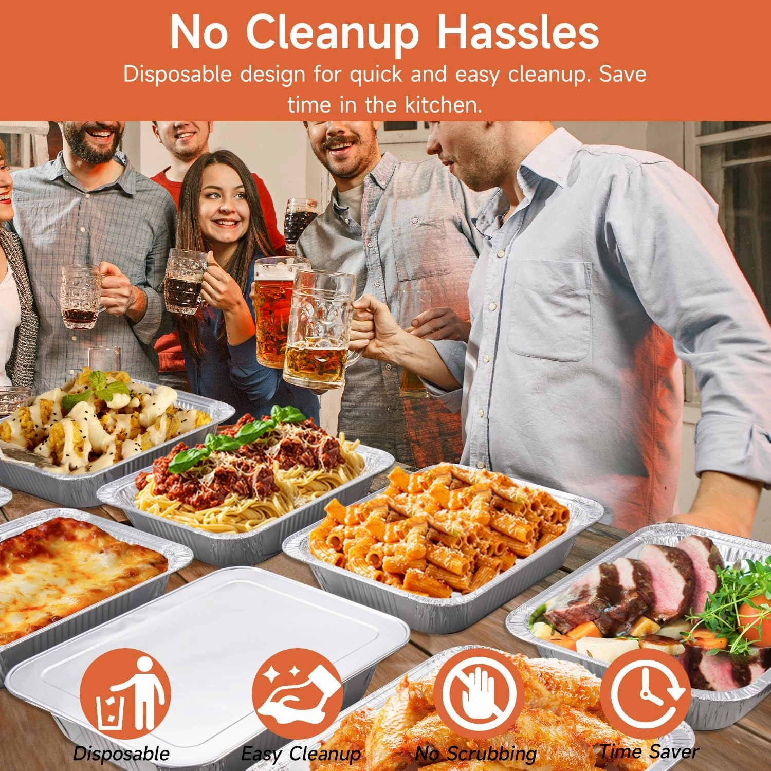 Disposable Aluminum Foil Pans with Lids 9x13-25 Pack Aluminum Foil Pans, Heavy Duty Aluminum Baking Pans for Cooking, Storing, Prepping, and Freezing Food